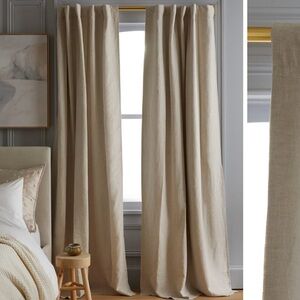 NWT QUINCE Set Of 2 48x108 European Linen Room Darkening Curtains Flax 4075